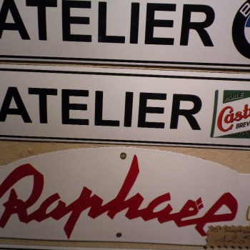 Plaque Email Bandeau Atelier Huile Castrol - Enamel TIN sign advertising EMAIL