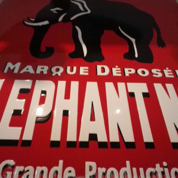 Plaque Email Café de l'Elephant Noir au pochoir - Enamel TIN sign advertising EMAIL