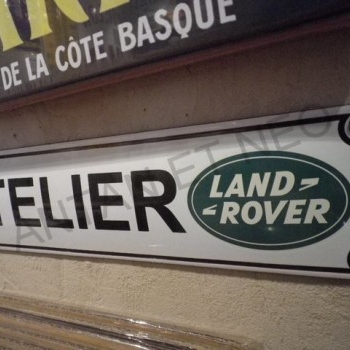 Plaque Email Bandeau LAND ROVER ATELIER - Enamel TIN sign advertising EMAIL