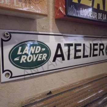 Plaque Email Bandeau LAND ROVER ATELIER - Enamel TIN sign advertising EMAIL