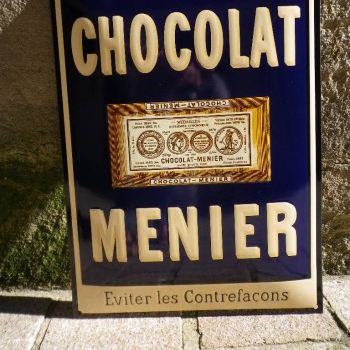 Plaque Email Chocolat MENIER - Enamel TIN sign advertising EMAIL