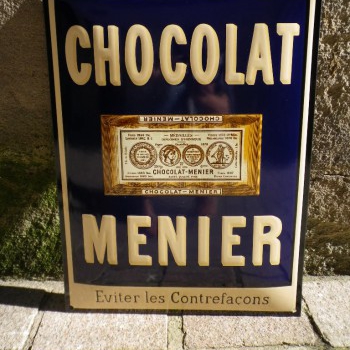 Plaque Email Chocolat MENIER - Enamel TIN sign advertising EMAIL