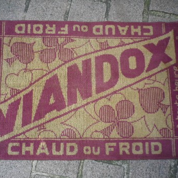 Ancien Tapis de Bar Viandox Beige Bordeaux Apéritif Comptoir Estaminet Bistrot Tapis de Jeux