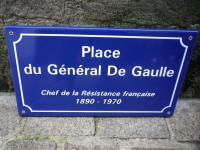 Aa- Plaque Email De rue Place du Géneral de GAULLE - Pochoir - Enamel TIN sign advertising EMAIL
