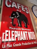 Plaque Email Café de l'Elephant Noir au pochoir - Enamel TIN sign advertising EMAIL