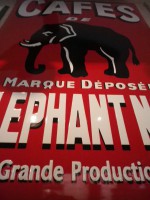 Plaque Email Café de l'Elephant Noir au pochoir - Enamel TIN sign advertising EMAIL