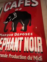 Plaque Email Café de l'Elephant Noir au pochoir - Enamel TIN sign advertising EMAIL