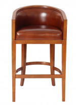 0000 - TABOURET DE BAR Pirogue BOIS et cuir MARRON VINTAGE - design CHABAR43V02