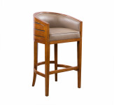 0000 - TABOURET DE BAR Pirogue BOIS et cuir GRIS TAUPE - design CHABAR43C-C12