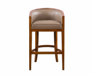0000 - TABOURET DE BAR Pirogue BOIS et cuir GRIS TAUPE - design CHABAR43C-C12