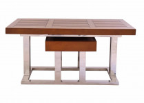 0000 - TABLE D'APPOINT PIROGUE RECTANGULAIRE BOIS ET INOX TBB43-IX