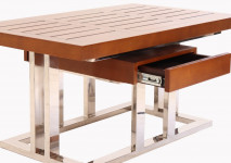 0000 - TABLE D'APPOINT PIROGUE RECTANGULAIRE BOIS ET INOX TBB43-IX