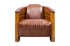 Fauteuil Club Pirogue - Cuir Marron Vintage CL43V02