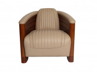  Fauteuil Club Pirogue - Cuir Beige - Mer - Bateau - Yacht CL43C-C5