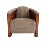 Fauteuil Club Pirogue - Cuir Gris Taupe CL43C-C12
