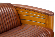 Canapé 2 Places  Pirogue cuir marron vintage CAA43V02