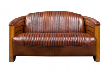 Canapé 2 Places  Pirogue cuir marron vintage CAA43V02