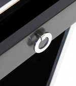 0000 - Console table appoint  Delta  1 Tiroir Bois LAQUÉE NOIR et METAL INOX IXTAP08-NOIR