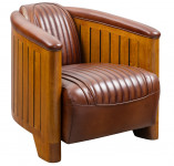 Fauteuil Club Canoé Riva - Cuir Marron Vintage 
