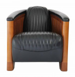 Fauteuil Club Canoé Riva - Cuir NOIR