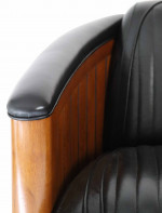 Fauteuil Club Canoé Riva - Cuir NOIR