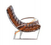 0000 - FAUTEUIL CHAISE CUIR et INOX VINTAGE MADRID  IXCL57V01