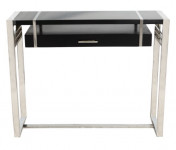 0000 - Console 1 Tiroir Bois Couleur Noir MAT et METAL INOX IXTAC48NM