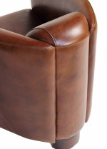 FAUTEUIL Club Barquette Cuir Marron SILVERSTONE