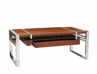 0000 - TABLE BASSE TIME SQUARE, BOIS ET INOX NOYER REF IXTBB57