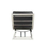 0000 - FAUTEUIL CHAISE CUIR NOIR et INOX VINTAGE MADRID  IXCL57- C4
