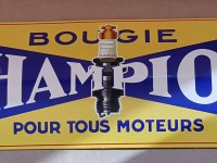 Plaque Email Bombée Bougies Champion - Enamel TIN sign advertising EMAIL