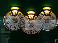 Antiquité Roulette de Comptoir SKYLINE décor USA - déco Industrielle vintage Authentique