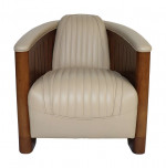 Fauteuil Club Canoé Riva - Cuir Creme IVOIRE - Paquebot de luxe