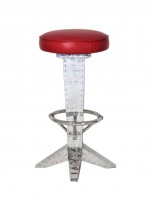 0000 - TABOURET DE BAR DC3 CUIR ROUGE